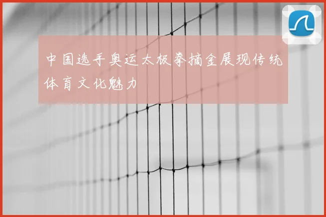 中国选手奥运太极拳摘金展现传统体育文化魅力